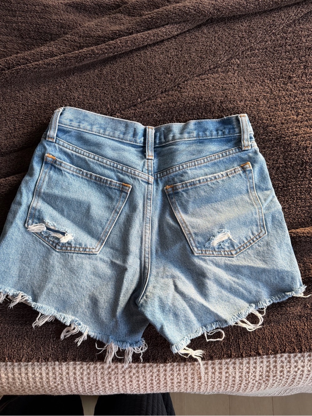 Abercrombie & Fitch Light Blue Distressed High-Rise Denim Shorts